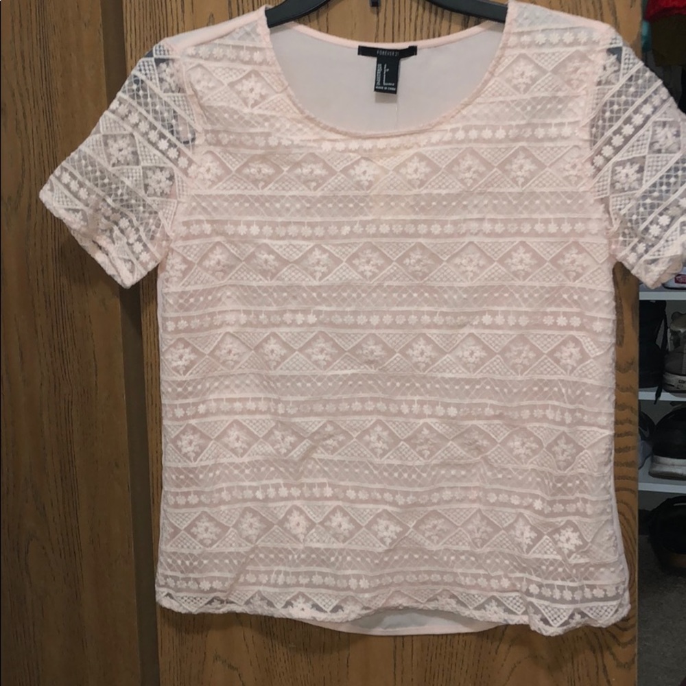 Cute Blush Lace detailed Shirt